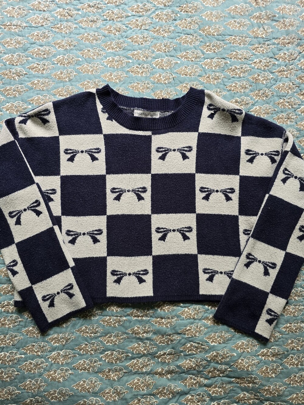Sincerly Jules Bows Cropped Sweater Women's Size Medium